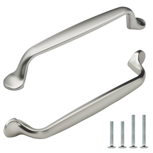 10 Pack Brushed Nickel Cabinet Pulls 5 Inch/128mm Hole Center Solid Zinc Alloy Handles Drawer Dresser Satin Nickel Kitchen Cupboard Bathroom Furniture Hardware - color: 10pack - Brushed Nickel, size: 5"/128mm Hole Center