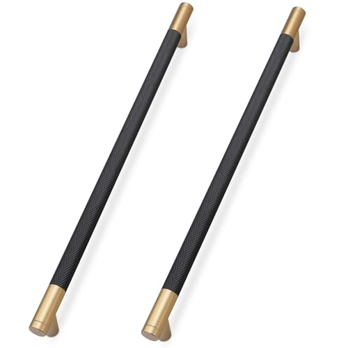 20 Pack Matte Black and Champagne Bronze Cabinet Pulls knurled 10 Inch Hole Centers Kitchen Cabinet Handles Drawer Pulls Cabinet Hardware - color: Black and Champagne, size: 10 in Hole Center