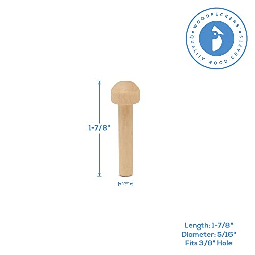 Wood Axle Pegs 1-7/8-inch, Pack of 25 Mini Wooden Pegs for Wood Train Craft, Fits 3/8-inch Hole Wooden Wheels for Crafts, by Woodpeckers - size: 1-7/8 inch