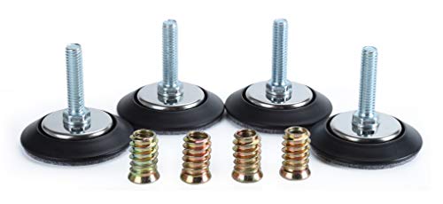 Leveling Feet 4PK with 3/8"-16 Thread Inserts and Felt Pads - size: D64mm Black