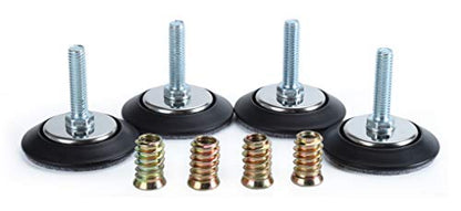 Leveling Feet 4PK with 3/8"-16 Thread Inserts and Felt Pads - size: D64mm Black