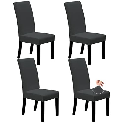 Easy-Going Stretch Dining Room Chair Slipcovers Set of 4, Dark Grey - color: Dark Grey