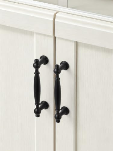 5 Pack Black Cabinet Pulls 3-3/4" Hole Center - color: Black, size: 3.75" hole center