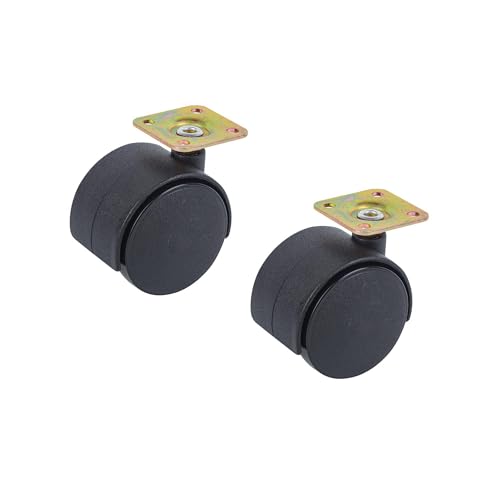 Shepherd Hardware 9417 2-Inch Office Chair Caster, Twin Wheel, 1-1/2-Inch Sq. Plate, 75lb Load Capacity, 2-Pack,Black - style: 2" wheel, 1-1/2" Sq. plate
