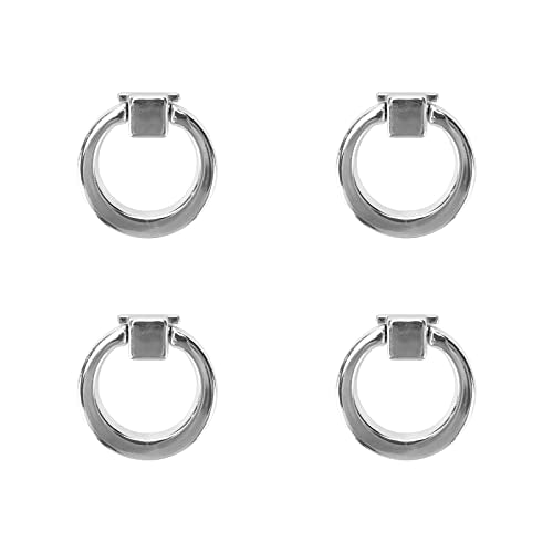 4 Pcs Square Base Drop Ring Pull Handles,40mm Diameter (Chrome) - color: Chrome1.57
