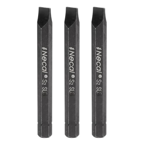HARFINGTON 3pcs SL8 Slotted Screwdriver Bit 5/16" Hex Shank 80mm/3.15" Length Magnetic Flat Head Hex Bits S2 Steel Screw Driver Bit for Impact Electric Screw Driver Power Tools, Black - color: Black, size: SL8 x 80mm