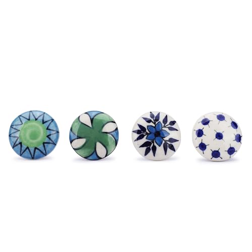 Ajuny Ceramic Knobs Set of 15 Multicolor Hand Painted Floral Drawer Pulls