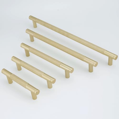 10 Pack 6.3 Inch Brushed Brass Kitchen Cabinet Handles - color: Brushed Brass, size: 6-5/16'' Hole Center(160mm)