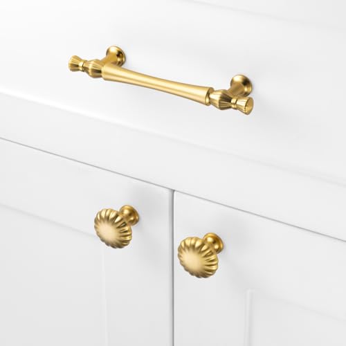 Round Brushed Gold Cabinet Knobs 1-1/4 Inch 10 Pack K2408 - color: Brushed Gold, size: Knob A-10 Pcs