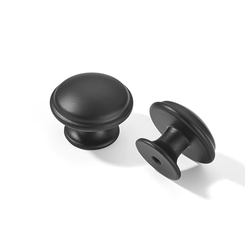 khtumeware 10 Pack Knob Black Cabinet knobs 1-1/4 inch Solid Heavy Duty Tradition Bifold Closet Door Mushroom Knobs Cabinet Hardware for Kitchens cabinets Dresser Bathroom - color: Black, size: 1-1/4 inch(32mm)Diameter