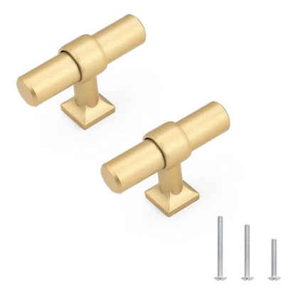 Champagne Gold Cabinet Knobs Single Hole T Bar 10 Pack - color: Champagne Gold, size: Single Hole-2inch Length
