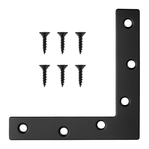 QWORK Flat L Brackets for Wood, 8 Pack Heavy Duty Brace Corner Brackets, 120mm x 120mm x 2mm, for Furniture Repair
