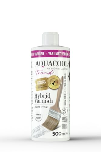 Aquacool Trend Hybrid Varnish – Water-Based Clear Coat for Furniture, Cabinets, Wood & Painted Surfaces – Durable, Low-Odor, Easy to Apply – Clear top Coat 16.9 Fl Oz. (Semi - Matte) - color: Semi - Matte