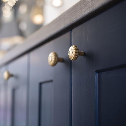 12 Pack Elegant Bloom Champagne Bronze Cabinet Knobs, Drawer Pulls for Kitchen, Dresser Cabinet Hardware for Bedroom, 1-1/4 Inches Diameter Handles - color: Champagne Bronze