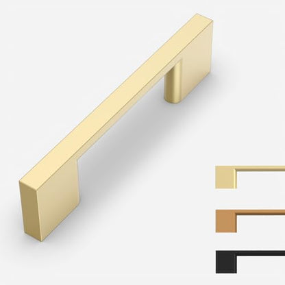 9BUILD 10 Gold Cabinet Pulls, 3 Inch Handles - Kitchen Cabinets - color: Brushed Gold, size: 3"/76MM Hole Center, style: 10 Pack
