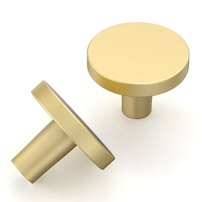 Amerdeco 10 Pack Brushed Gold Cabinet Knobs Single Hole Cabinet Pulls - color: Brushed Gold, size: Knobs