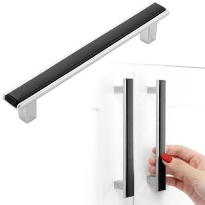Black and Chrome Cabinet Pulls Drawer Handles 5 Inch 5 Pack 2281 - color: Matte Black & Polished Chrome, size: 5 In Hole Distance, style: 5 Pack