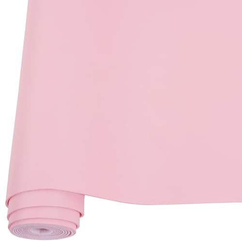 Smooth Solid Color Faux Leather Sheets Roll 12"X53" (30cmX135cm),Very Suitable for Making Crafts, Leather Earrings, Bows,Sewing (Light Pink) - color: Light Pink