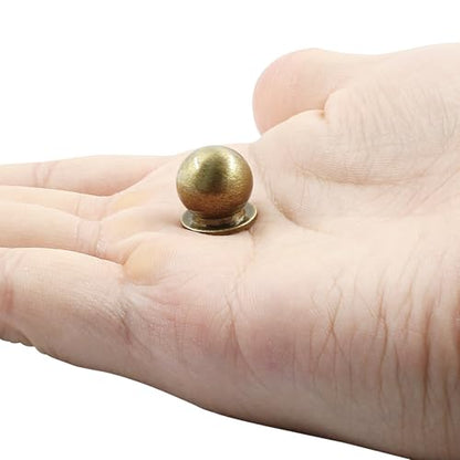 Jiozermi 4 Pack Mini Round Solid Brass Knobs, 5/9 Inch, Bronze - color: Bronze, size: 5/9 Inch(14mm)