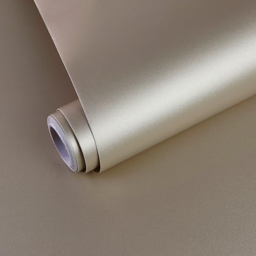 Metallic Beige Peel and Stick Wallpaper Contact Paper for Countertops - color: Beige, size: 15.7" x 118"