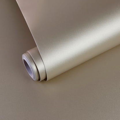 Metallic Beige Peel and Stick Wallpaper Contact Paper for Countertops - color: Beige, size: 15.7" x 118"