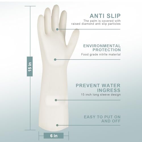 2 Pairs, 15 Inches, Nitrile Cleaning Gloves, Kitchen Dishwashing Gloves, Reusable, Durable, Water-Resistant, And Hypoallergenic (Small) - size: Small
