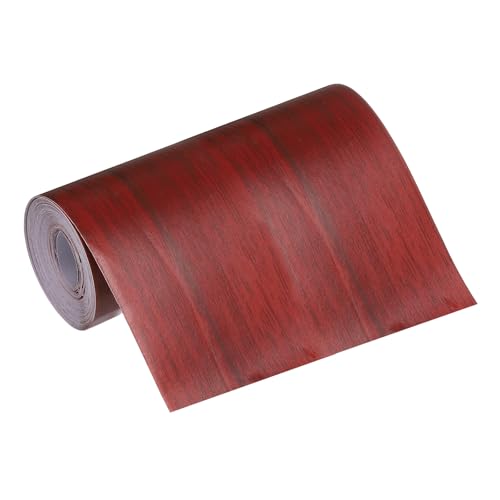 MECCANIXITY Wood Grain Repair Tape, 4 Inch x 16 Feet Self Adhesive Wood Grain Tape Multi-Purpose Wallpaper Border Trim for Furniture Floors Windows Doors Tables Home, Red - color: Red, size: 4 Inch x 16 Feet
