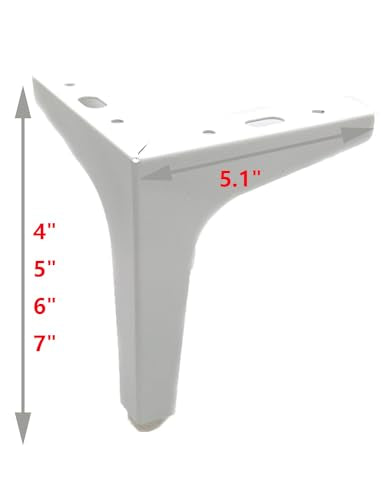 6 inch Metal Furniture Legs, White Metal Legs Triangle Sofa Legs Iron Feet Replacement for Couch,Sofa,Dresser,Cabinet,Bed,Chair,Cupboard,Set of 4 (6" Height,White) - color: White, size: 6"/15cm