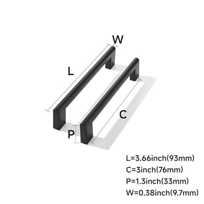 10 Pack 3 Inch Hole Center Matte Black Cabinet pulls Heavy Duty Solid Hardware for bathrooms Dressing Tables cabinets and Kitchen cabinets. - color: Matte Black, size: 3 Inch Hole Center