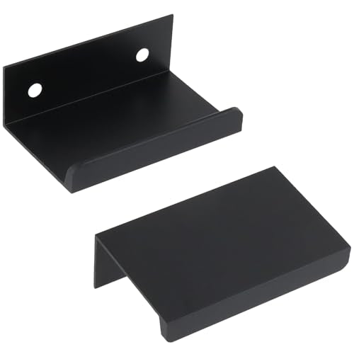 Black Finger Pulls, 1.97 Inch, 1.26 Inch Spacing, 6Pcs - color: Black, size: 50mm/1.97", style: Straight Edge