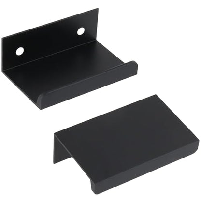 Black Finger Pulls, 1.97 Inch, 1.26 Inch Spacing, 6Pcs - color: Black, size: 50mm/1.97", style: Straight Edge