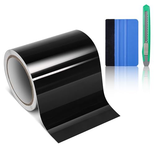 CompraFun Black Vinyl Wrap, Car Chrome Delete Vinyl Tape Roll Black Out for Window Trim Door Edge Guard Exterior & Interior (High Gloss Black, 5in x 30ft) - color: High Gloss Black, size: 5in x 30ft