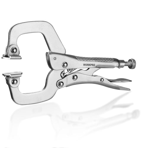 WORKPRO 6" Locking C-Clamp with Swivel Pads, Heavy Duty Adjustable Vise Grip Pliers, Welding Clamp for Woodworking, Metalworking, Auto Repair and Home Workshop - size: 6-inch