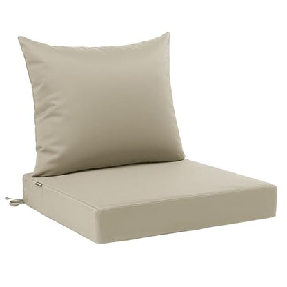 Favoyard Outdoor Patio Seat Cushions Set, 22 x 22 Inch, Waterproof, Beige - color: Beige, size: 22 x 22 x 3 In