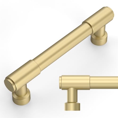 Amerdeco 10 Pack Brushed Gold Cabinet Pulls 3.75 Inch(96mm) Hole Center Drawer Pulls Cabinet Hardware Kitchen Cabinet Handles for Bathroom ZH0075 - color: Brushed Gold, size: 3.75"/96MM Hole Center