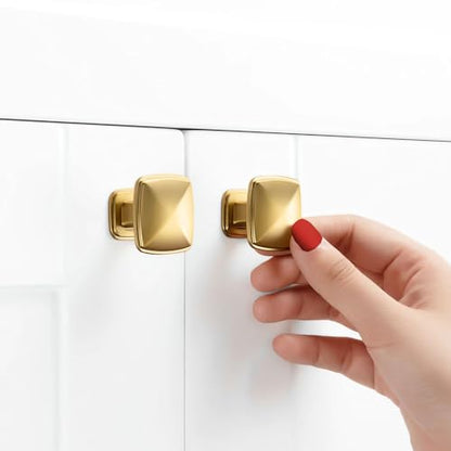 Brushed Gold Cabinet Knobs Square Cabinet Pulls 10 Pack 1990 - color: Brushed Gold, size: 1-1/4 Inches, style: 10 Pack Square Knob