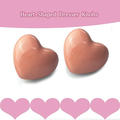 4Pcs Pink Dresser Knobs, Heart Cabinet Knobs and Pulls - color: Pink