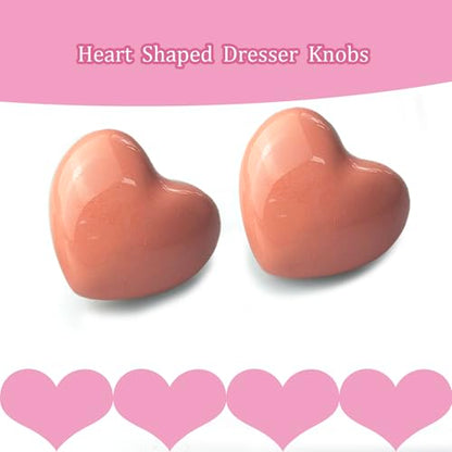 4Pcs Pink Dresser Knobs, Heart Cabinet Knobs and Pulls - color: Pink