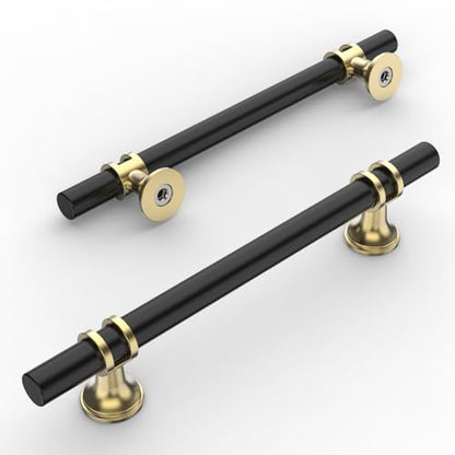 Amerdeco 10 Pack Matte Black and Gold Cabinet Pulls 5 Inch(128MM) Hole Centers Kitchen Cabinet Handles Cabinets Hardware Drawer Pulls ZH0058 - color: Gold+Matte Black, size: 5"/128MM Hole Center