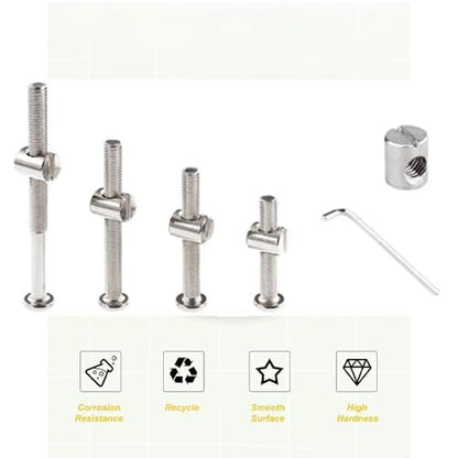 Baby Bed Frame Bolts, Crib Screws Hardware ReplacementKit M6x20/40/60/80mm Hex Drive Socket Cap Screws Barrel Nuts Wooden Dowel Kit for Beds Chairs Furniture et (80Set) - size: 80Set