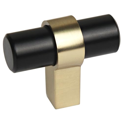 Design House Emery Cabinet Knob, Matte Black, Satin Gold - color: Matte Black/Satin Gold, size: One-Size Knob 5-Pack, style: Emery