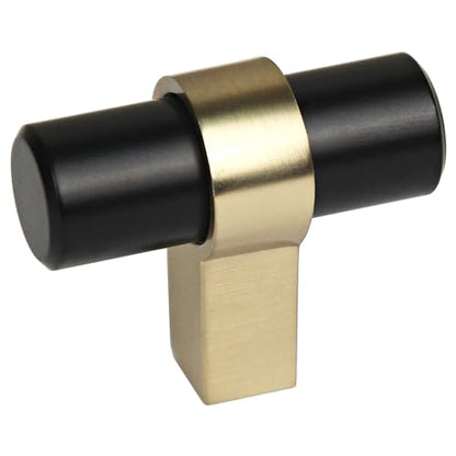 Design House Emery Cabinet Knob, Matte Black, Satin Gold - color: Matte Black/Satin Gold, size: One-Size Knob 5-Pack, style: Emery