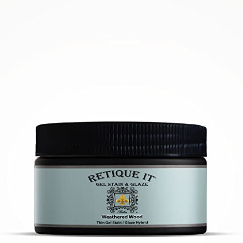 Gel Stain by Retique It, Thin Water-Based Gel Stain/Paint Glaze and Wood Stain Hybrid Wood - color: 50 Weathered Wood, size: 8 Ounce Stain