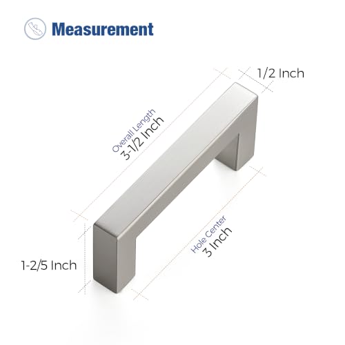 Ravinte Brushed Nickel Square Pulls Cabinet Handles,3 Inch,30 Pack - color: Brushed Nickel, size: 3 Inch Hole Center