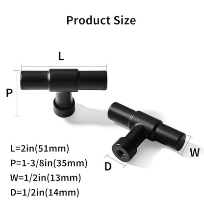 khtumeware 10 Pack Cabinet Knobs - Matte Black 2 Inch(51mm) Heavy Duty Zinc Drawer Pulls for Kitchen & Dresser Drawers - color: Matte Black, size: 2"(50mm)