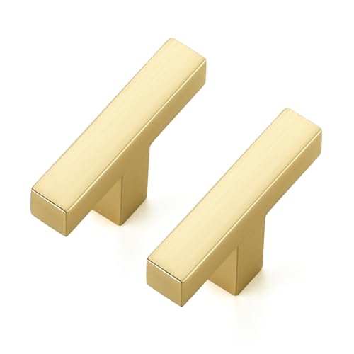 Ravinte Brushed Gold Cabinet Handles Solid Cabinet Pulls Single Hole 5 Pack - color: Brushed Gold, size: Single Hole