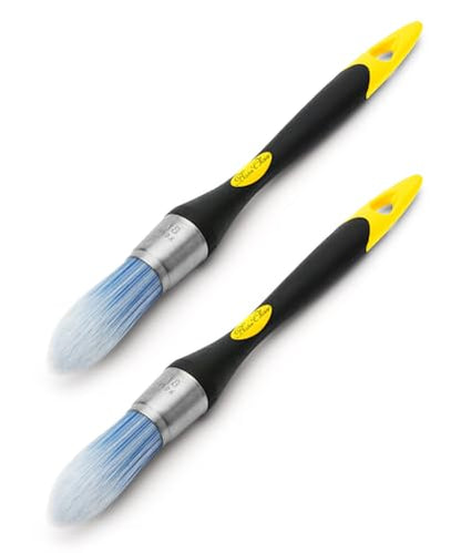 Bates- Trim Paint Brush, 0.75 Inch, 2 Pack, Ergonomic Non-Slip Handle, Synthetic Bristles, Trim Brushes for Painting, Yellow and Black - color: Yellow-black, size: 0.75 inch, 2 Pack