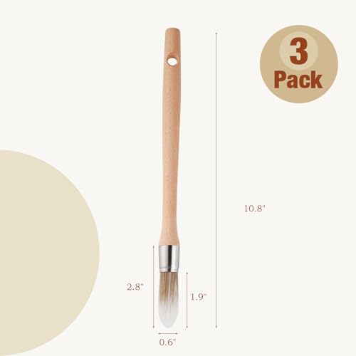 Trim Paint Brush, 0.6", 3 Pcs Round Brushes for Walls, Touch Up - size: 0.6 Inch Round, 3 Pack