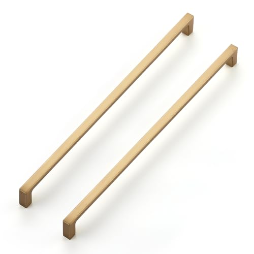 Ravinte Champagne Bronze Kitchen Square Cabinet Handles 12-3/5 Inch 20 Pack - size: 12-3/5 Inch Hole Center