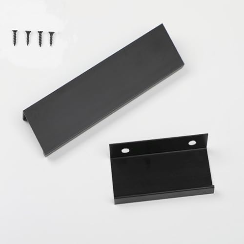 10 Pack Cabinet Handle Hidden Black Drawer Edge Pulls, Modern Style Dressing Table Wardrobe Kitchen Wall Cabinet Finger Edge Handle (Black, Length 3.1"/Hole Distance 2.5") - size: Length 3.1"/Hole Distance 2.5"
